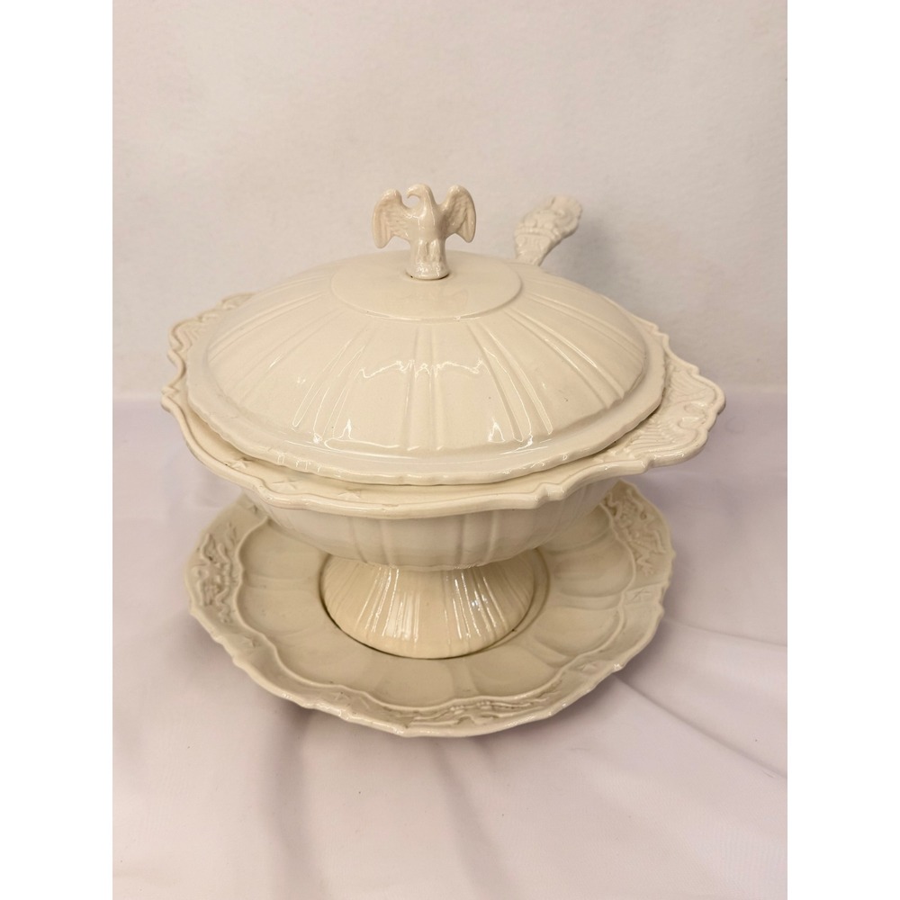Vintage Lane & Co Van Nuys Eagle Soup Tureen Ladle Underplate Americana White